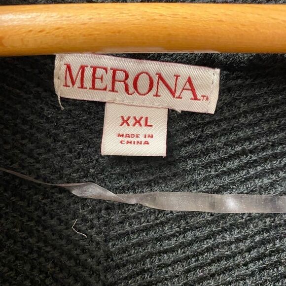 Merona‎ drape neck open front black cardigan - Picture 2 of 5